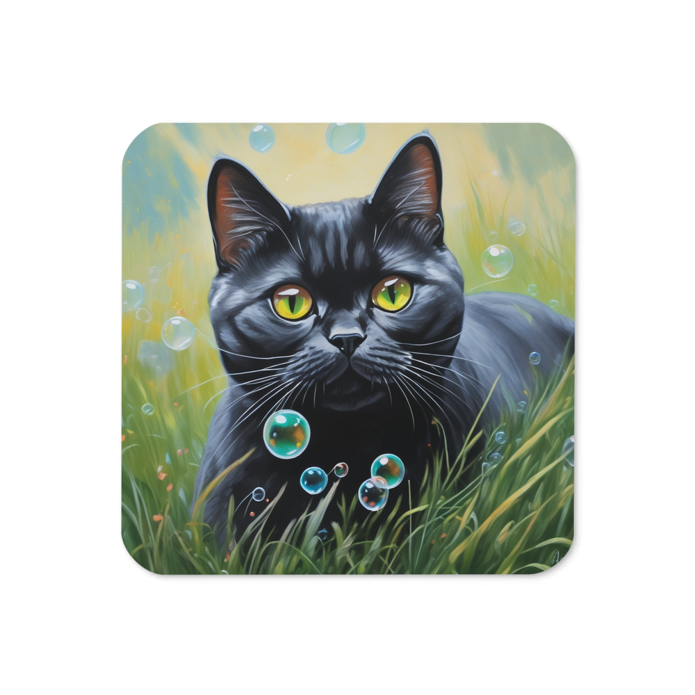 PugMug Custom Black British Shorthair Cat Coaster