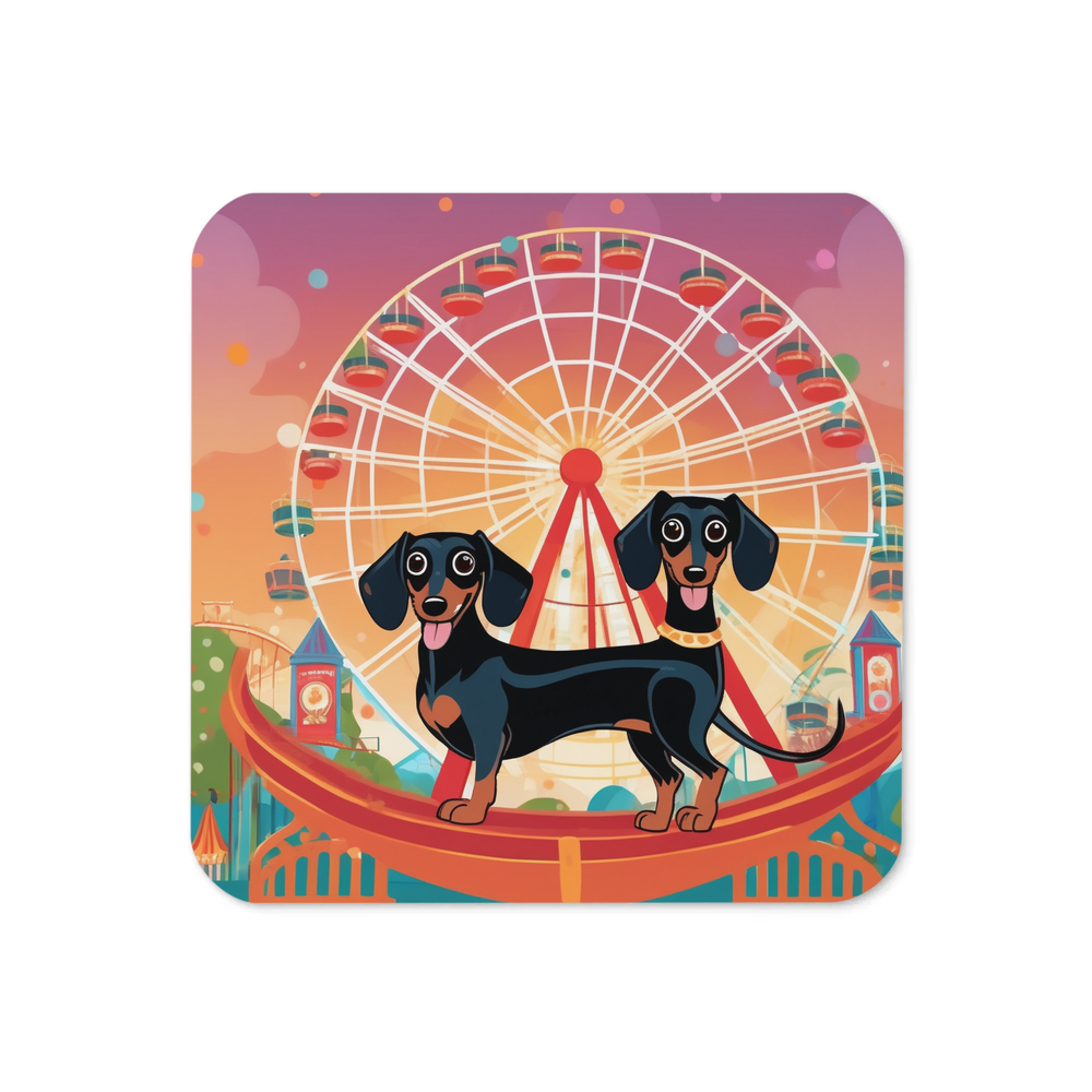 PugMug Custom Black Dachshund Coaster