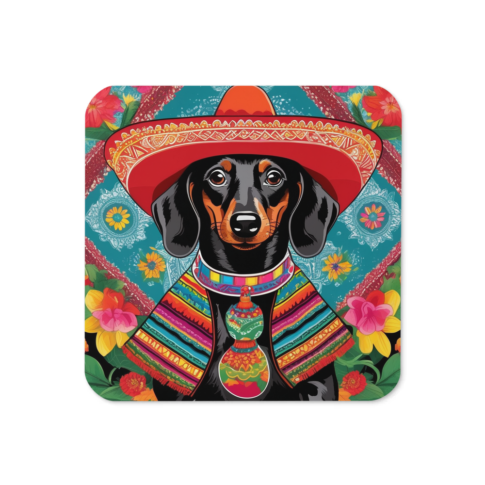 PugMug Custom Black Dachshund Coaster