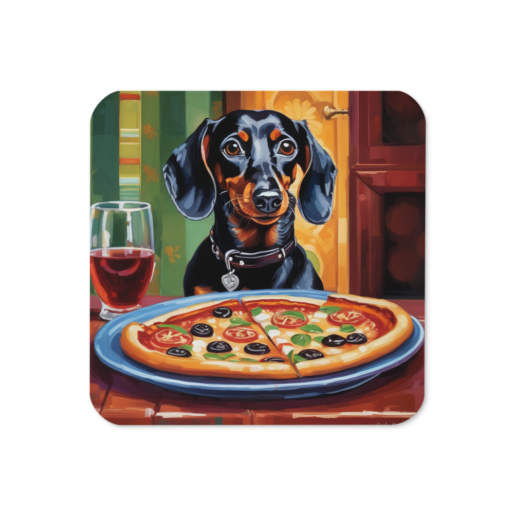 PugMug Custom Black Dachshund Coaster