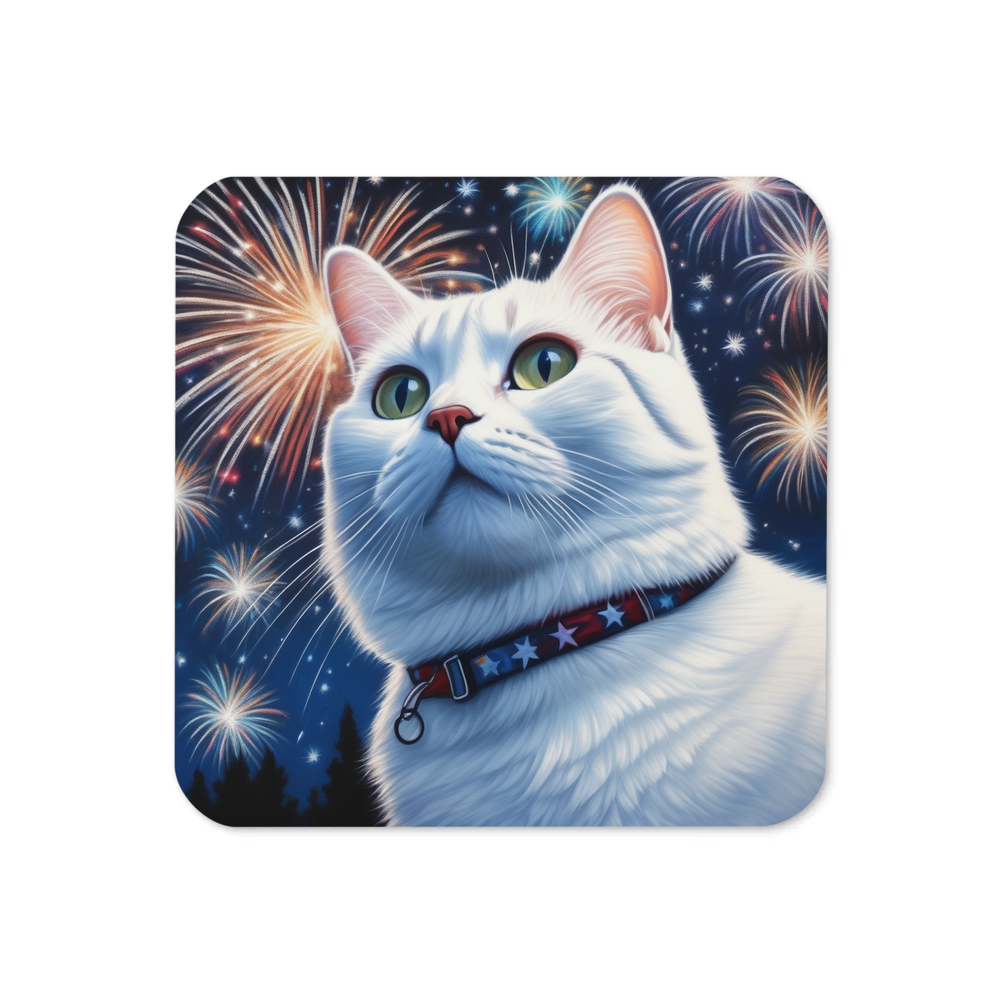 PugMug Custom White American Shorthair Cat Coaster