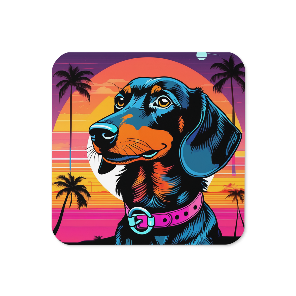 PugMug Custom Black Dachshund Coaster