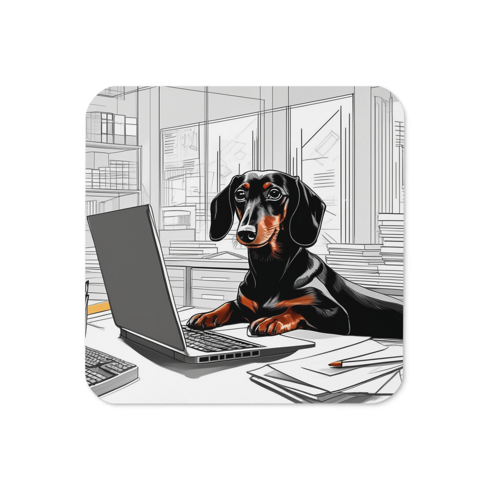 PugMug Custom Black Dachshund Coaster