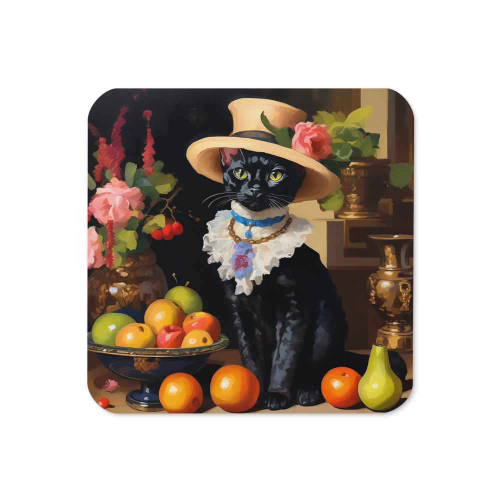 PugMug Custom Black Devon Rex Cat Coaster