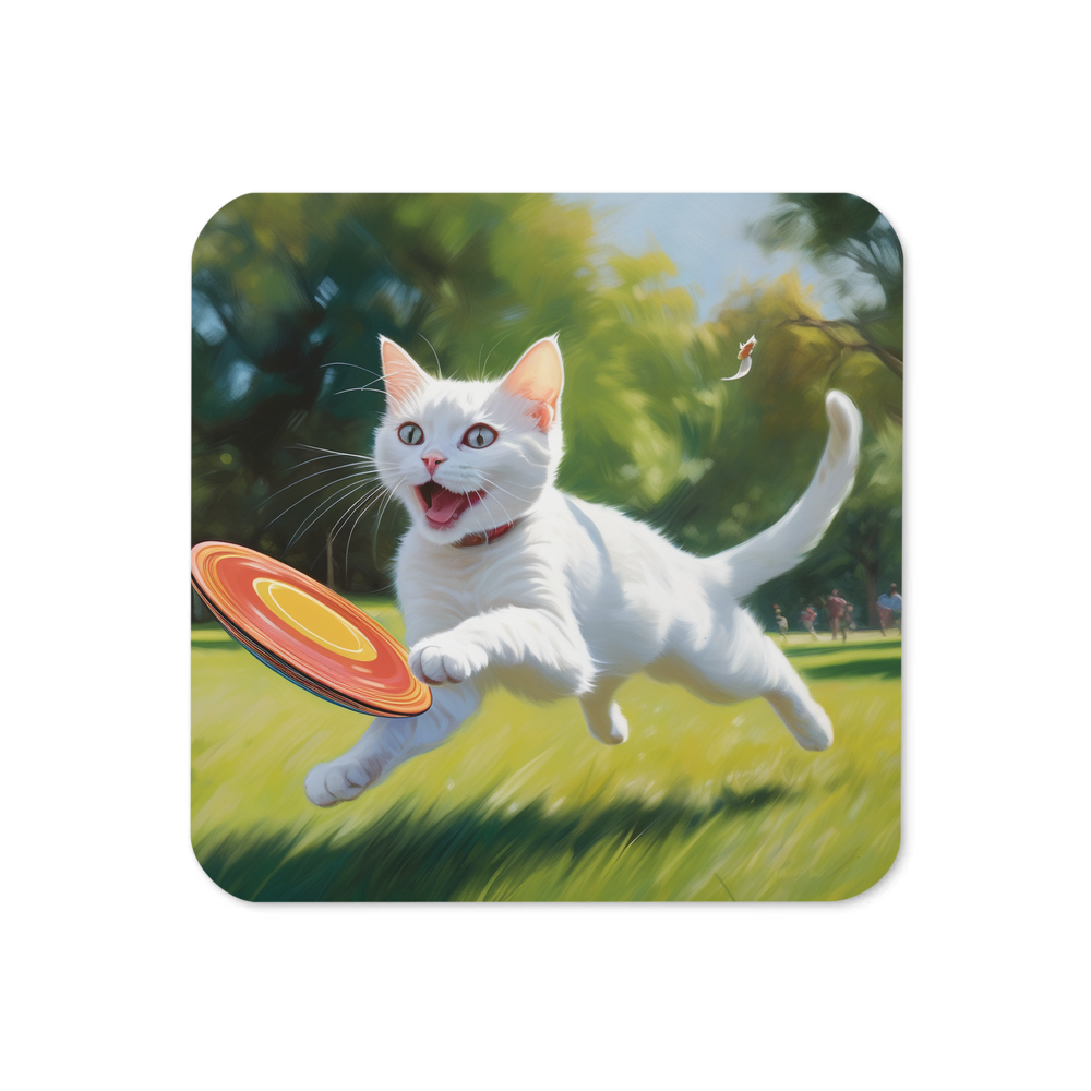 PugMug Custom White Companion Cat Coaster