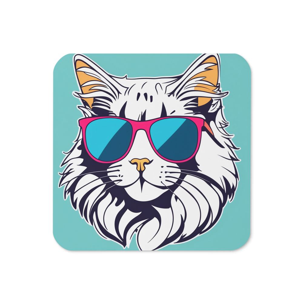 PugMug Custom White Maine Coon Cat Coaster