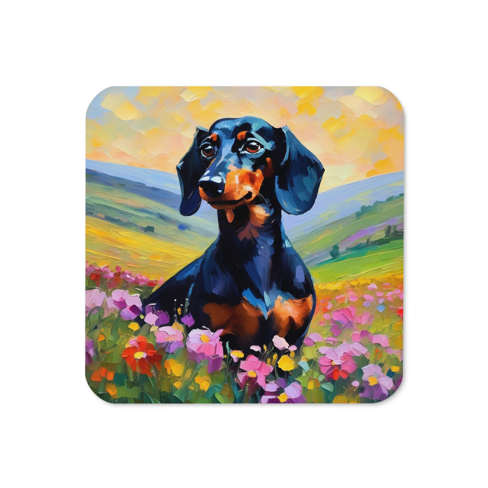 PugMug Custom Black Dachshund Coaster