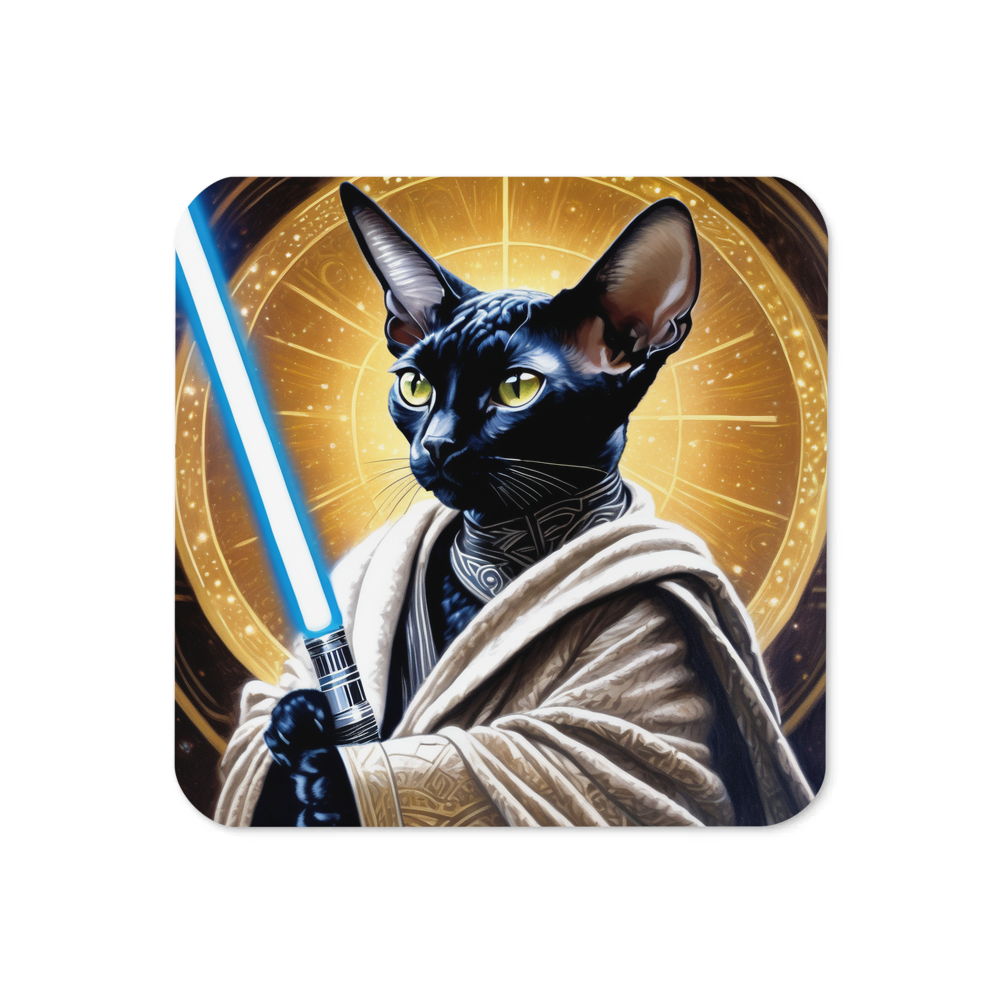 PugMug Custom Black Devon Rex Cat Coaster