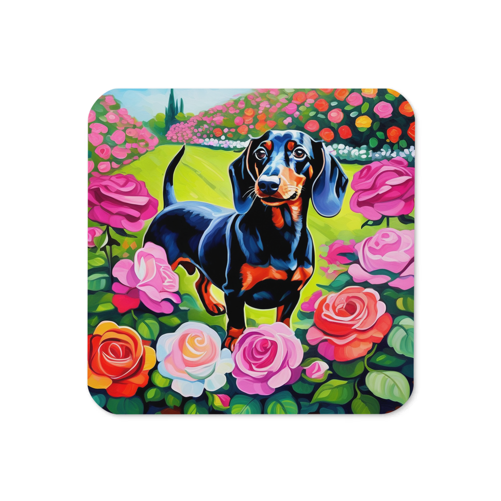 PugMug Custom Black Dachshund Coaster