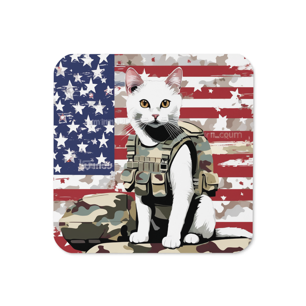 PugMug Custom White Companion Cat Coaster