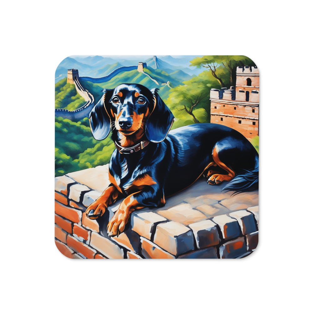 PugMug Custom Black Dachshund Coaster