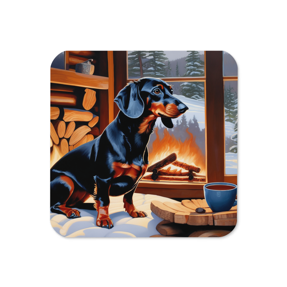 PugMug Custom Black Dachshund Coaster