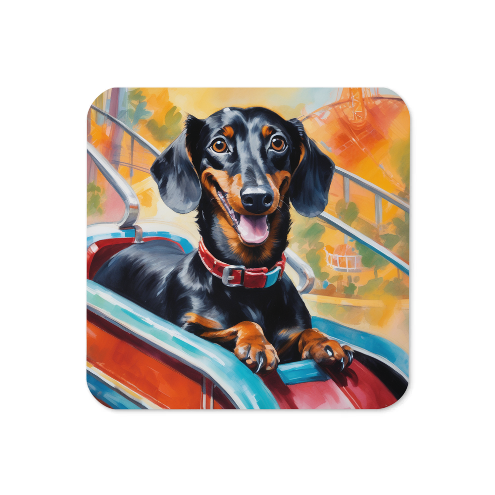 PugMug Custom Black Dachshund Coaster
