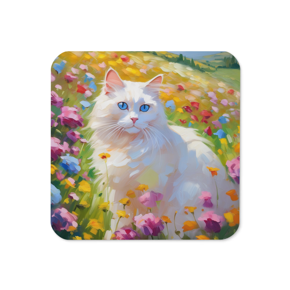 PugMug Custom White Ragdoll Cat Coaster