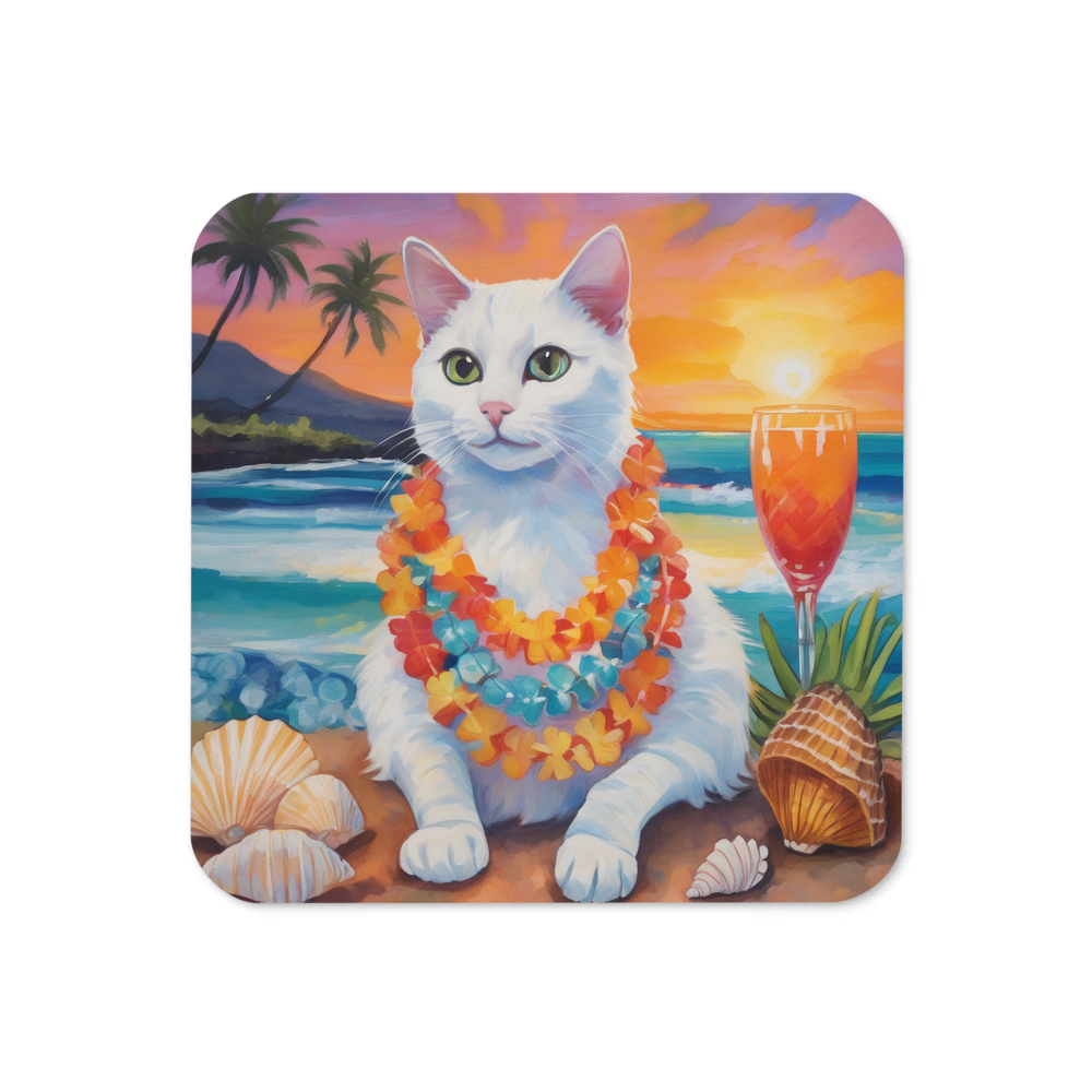 PugMug Custom White Companion Cat Coaster