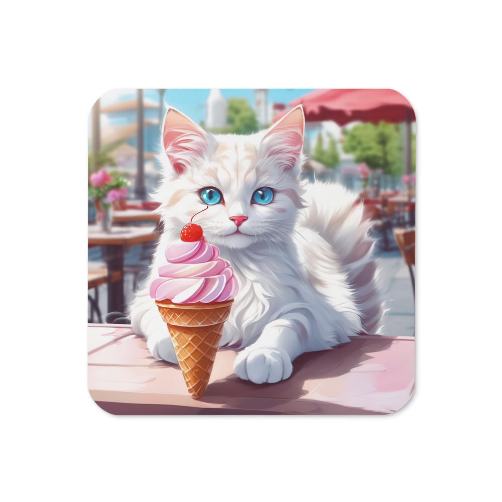 PugMug Custom White Companion Cat Coaster