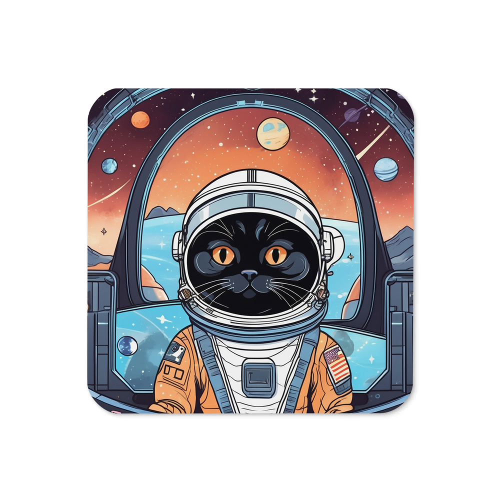 PugMug Custom Black Scottish Fold Cat Coaster