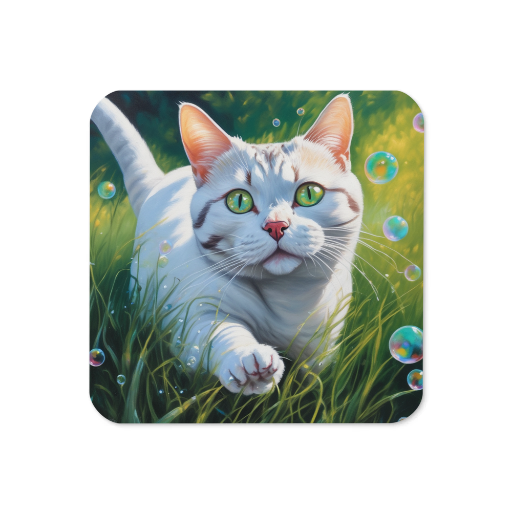 PugMug Custom White American Shorthair Cat Coaster