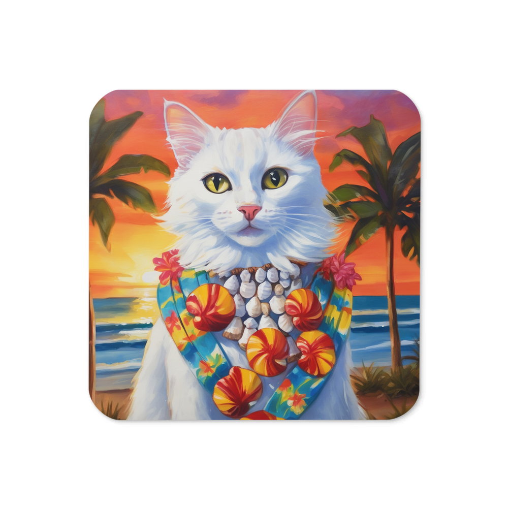 PugMug Custom White Companion Cat Coaster