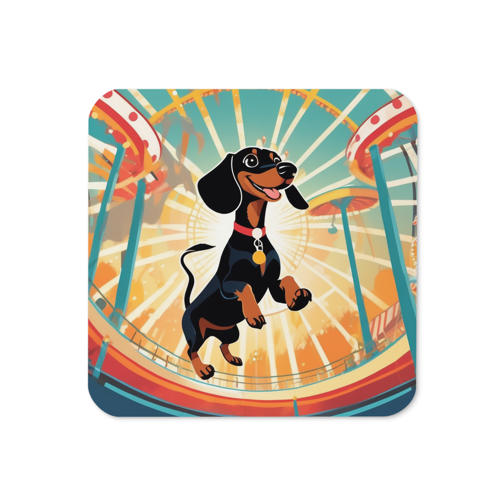 PugMug Custom Black Dachshund Coaster