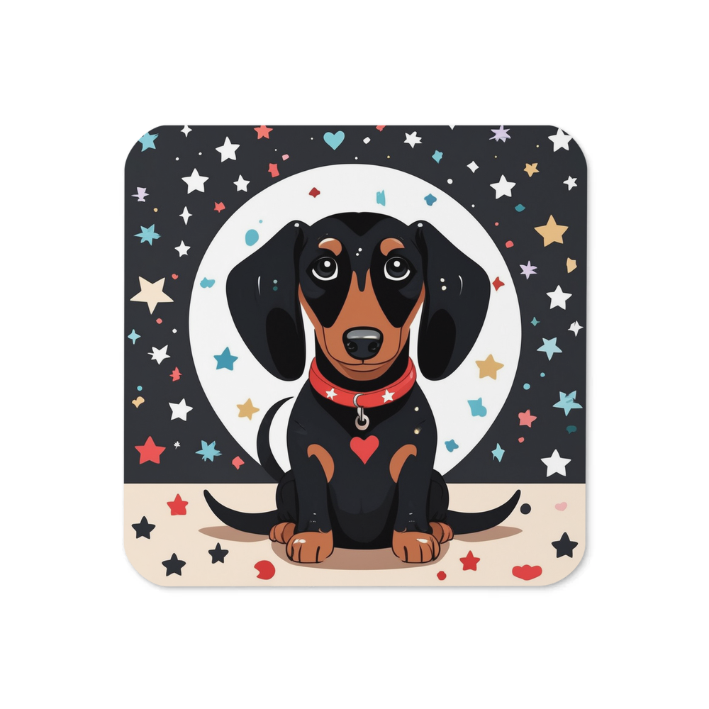 PugMug Custom Black Dachshund Coaster