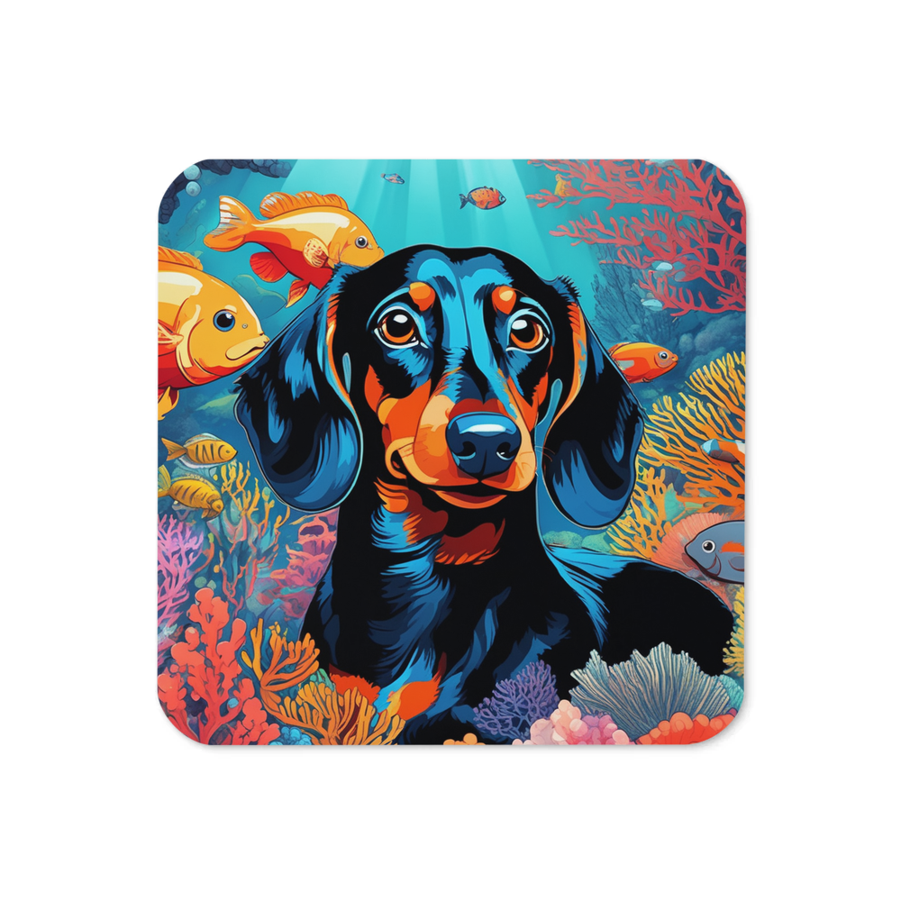 PugMug Custom Black Dachshund Coaster
