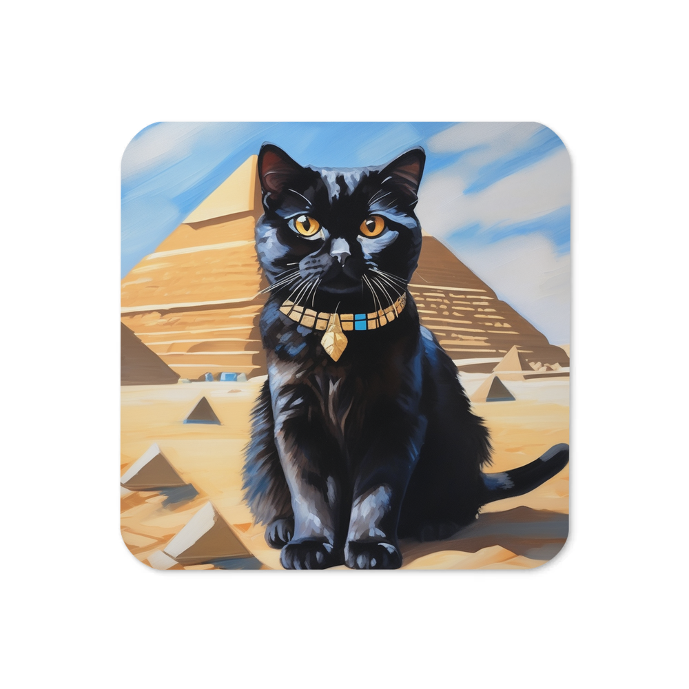 PugMug Custom Black Scottish Fold Cat Coaster