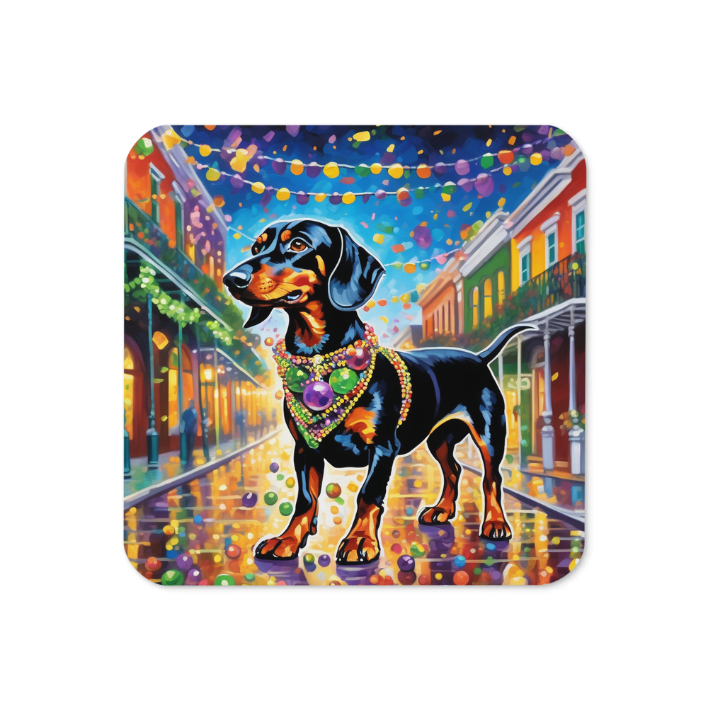 PugMug Custom Black Dachshund Coaster