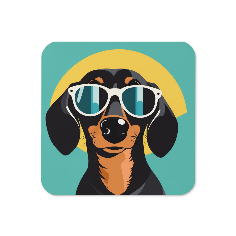 PugMug Custom Black Dachshund Coaster