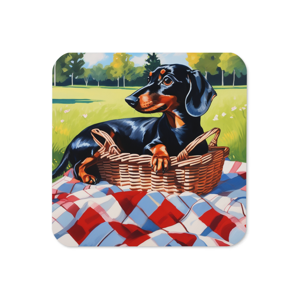 PugMug Custom Black Dachshund Coaster