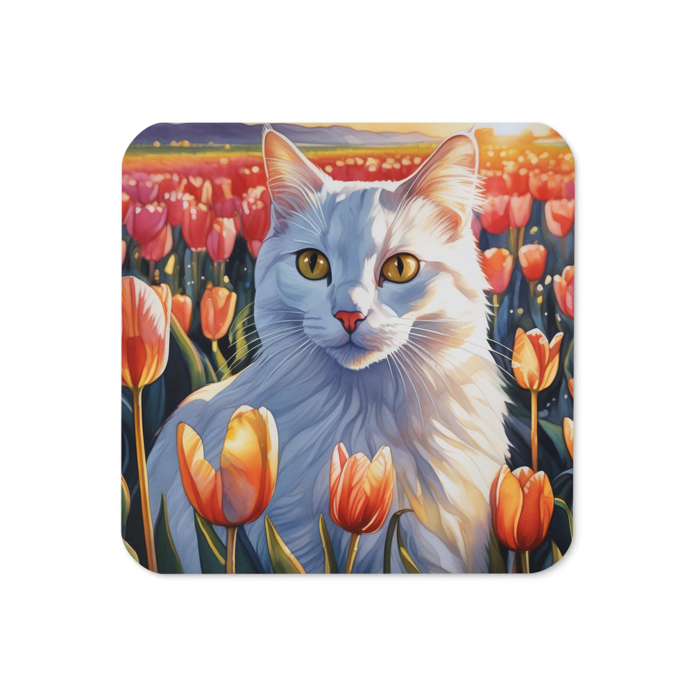 PugMug Custom White Companion Cat Coaster