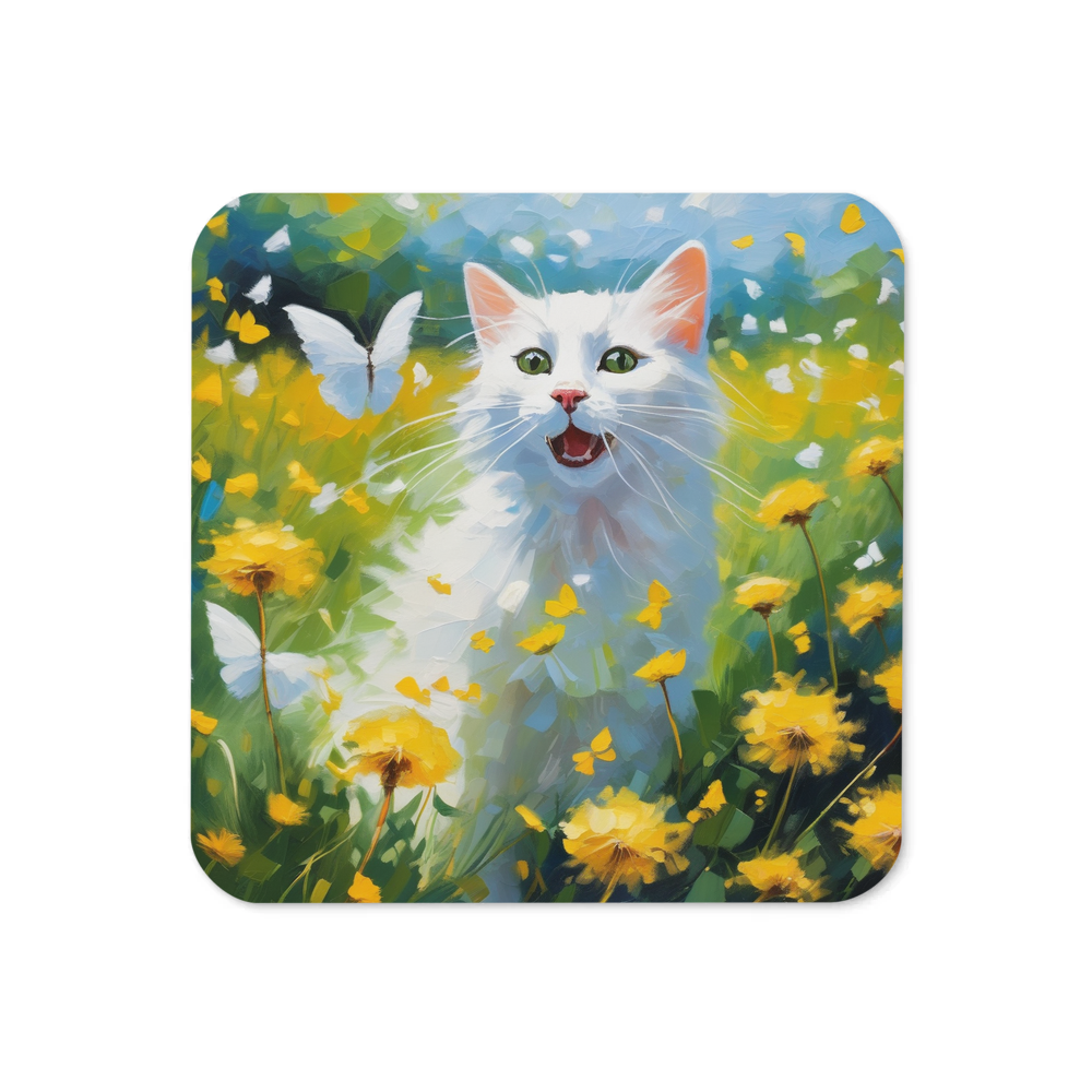 PugMug Custom White Companion Cat Coaster