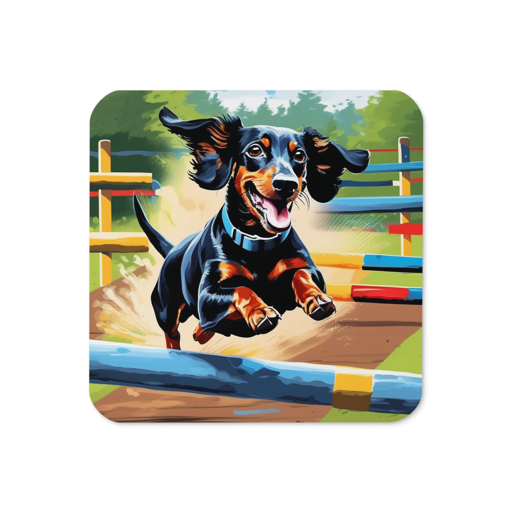 PugMug Custom Black Dachshund Coaster