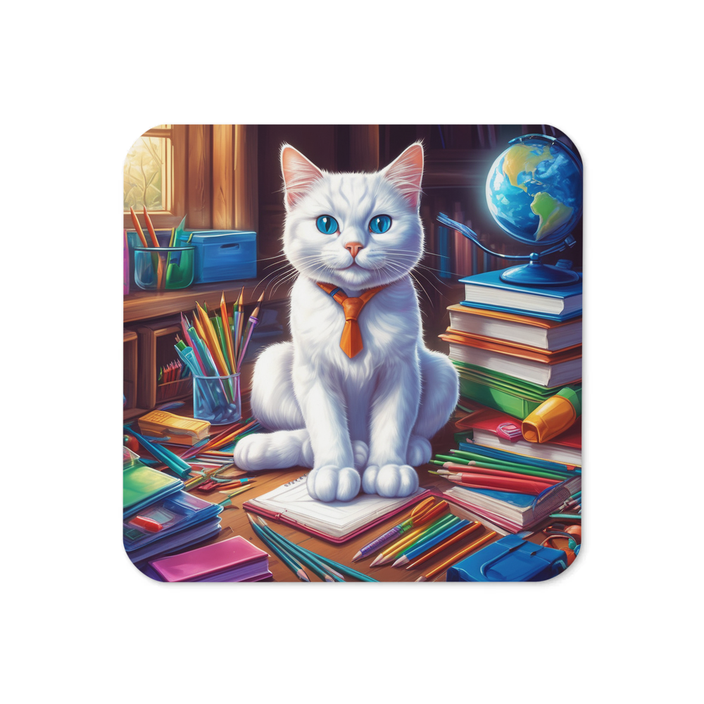 PugMug Custom White Companion Cat Coaster