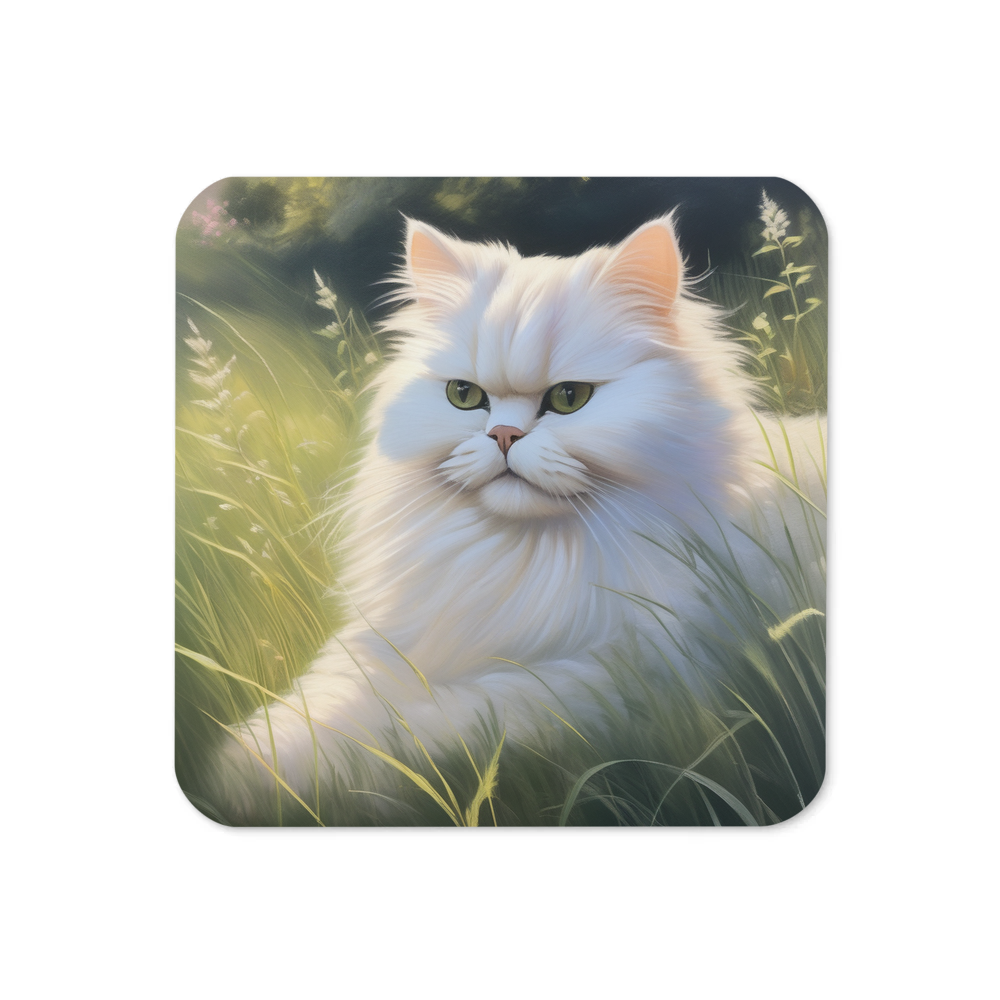 PugMug Custom White Persian Cat Coaster