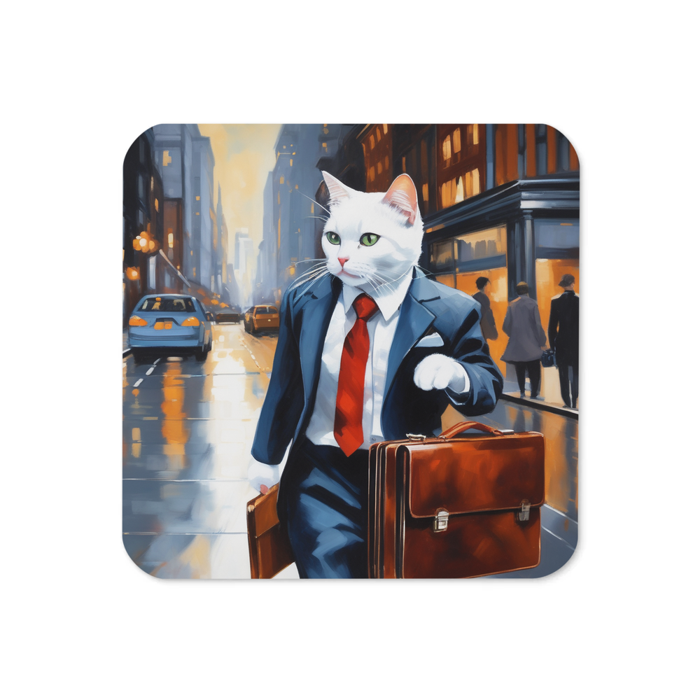 PugMug Custom White Companion Cat Coaster