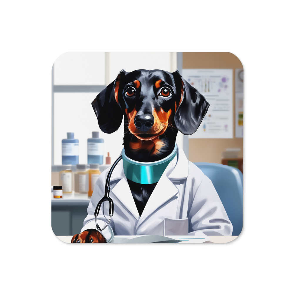 PugMug Custom Black Dachshund Coaster