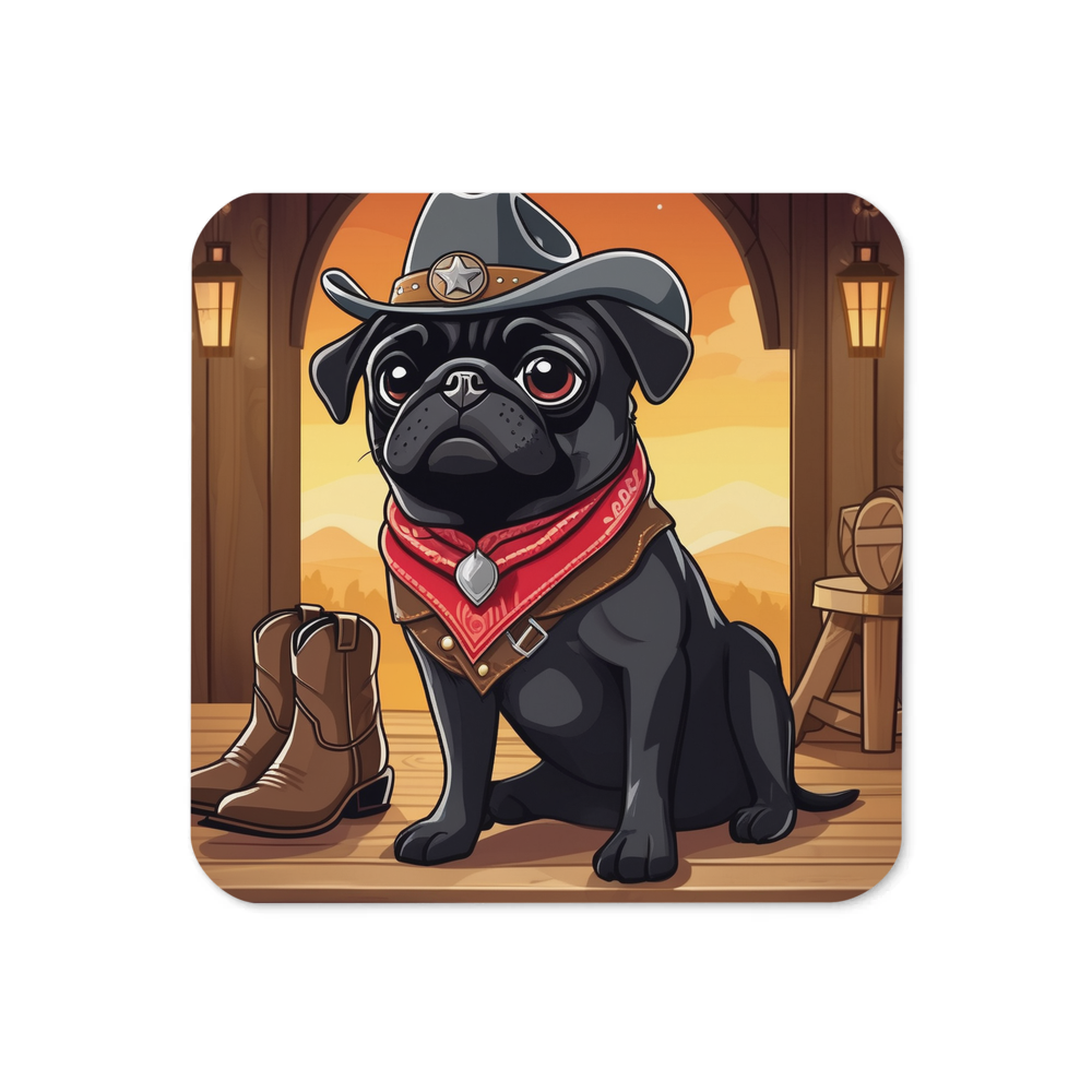 PugMug Custom Black Pug Coaster