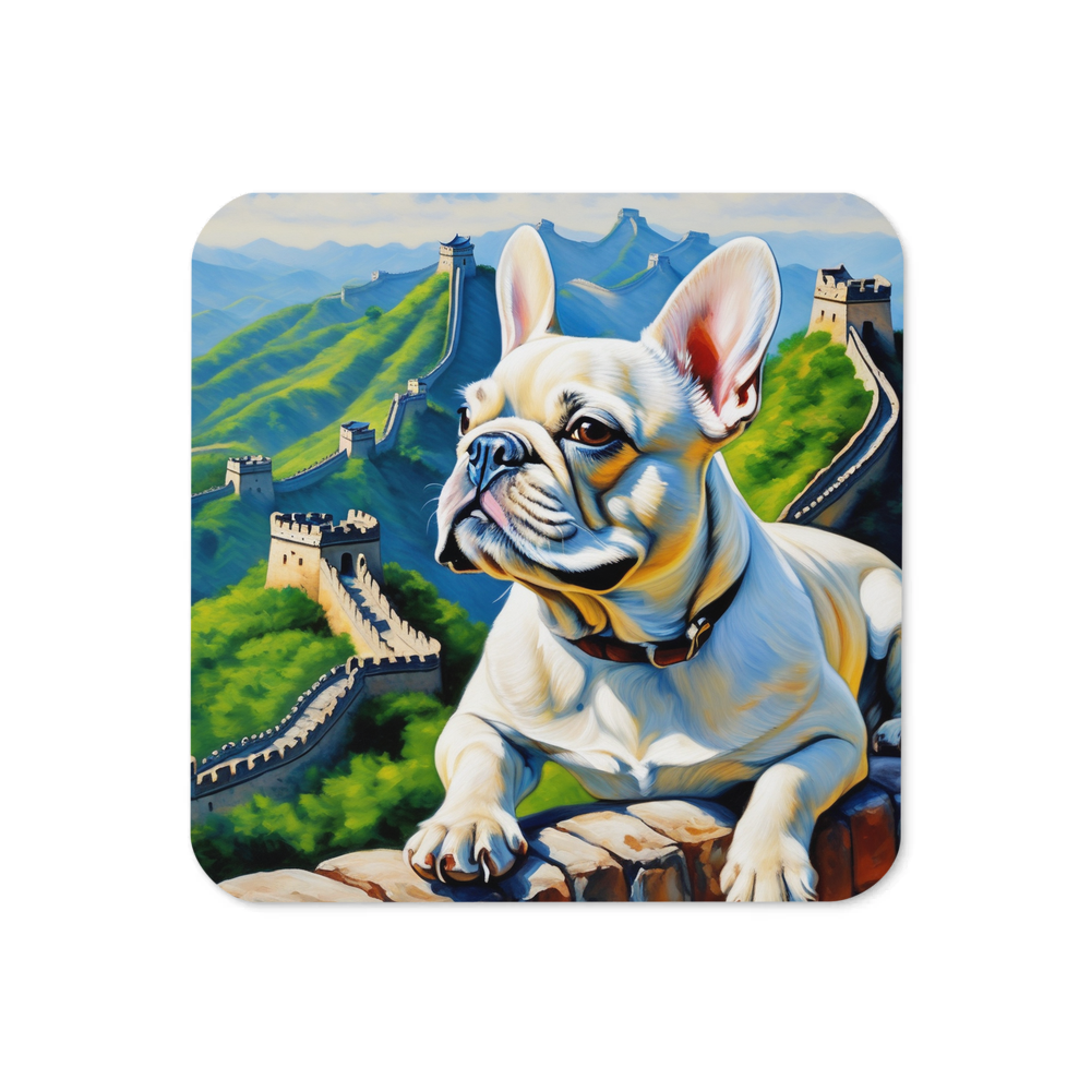 PugMug Custom White French Bulldog Coaster