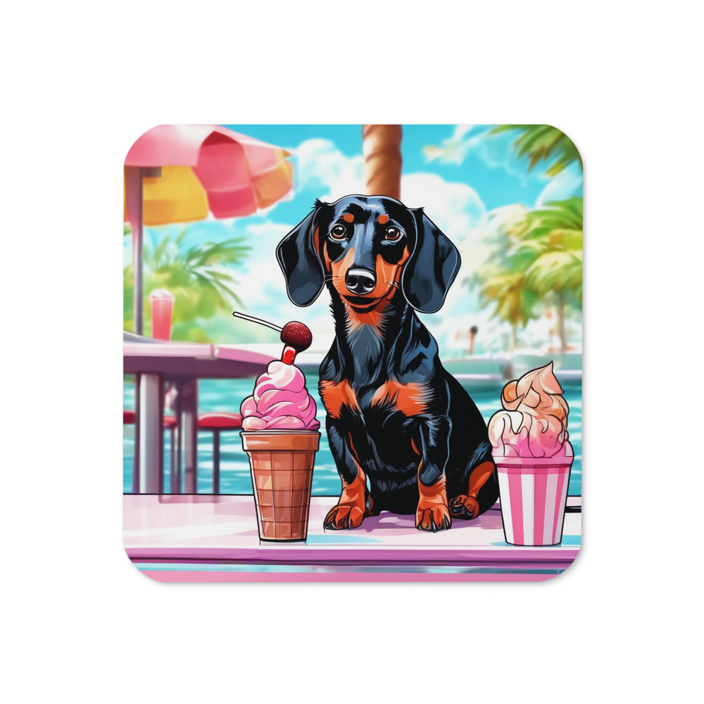 PugMug Custom Black Dachshund Coaster