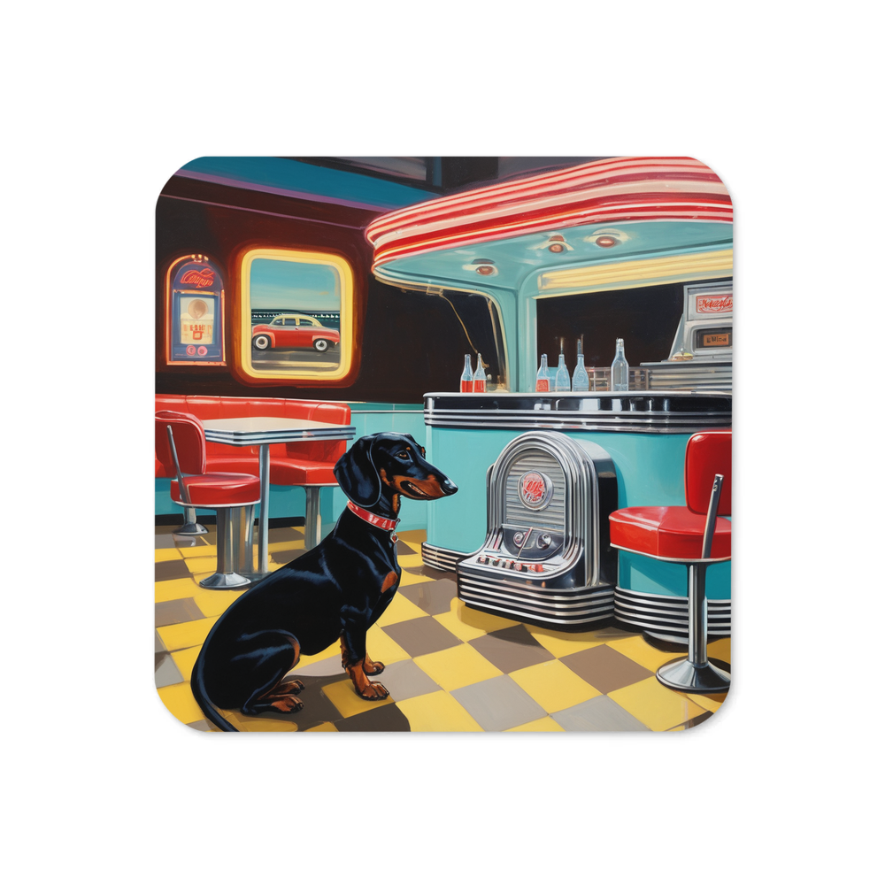 PugMug Custom Black Dachshund Coaster