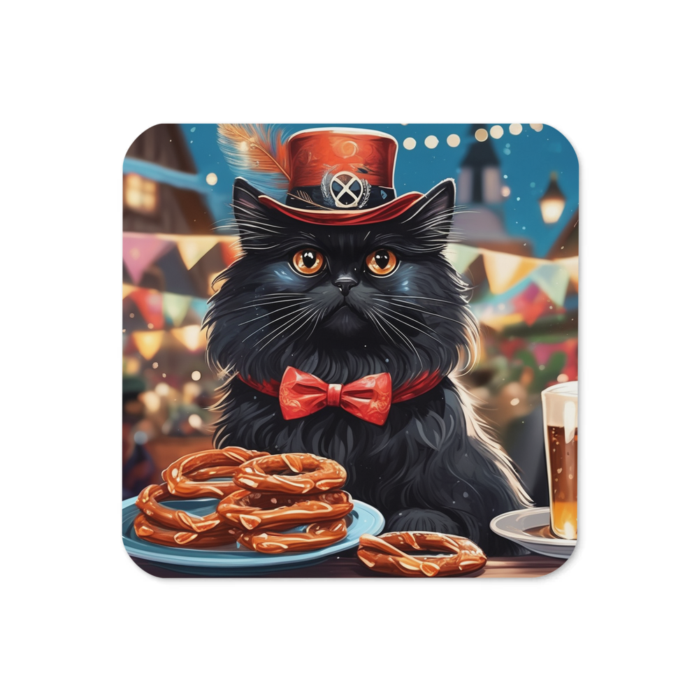 PugMug Custom Black Persian Cat Coaster