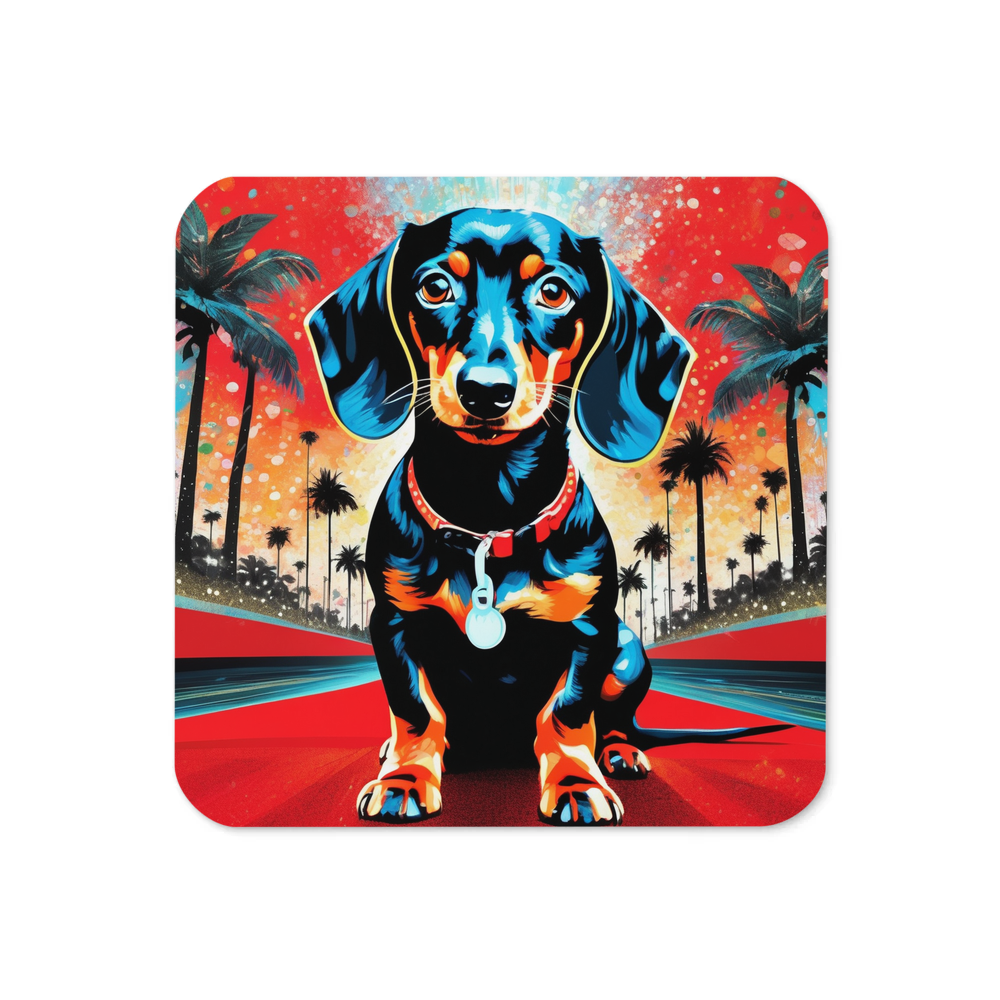 PugMug Custom Black Dachshund Coaster
