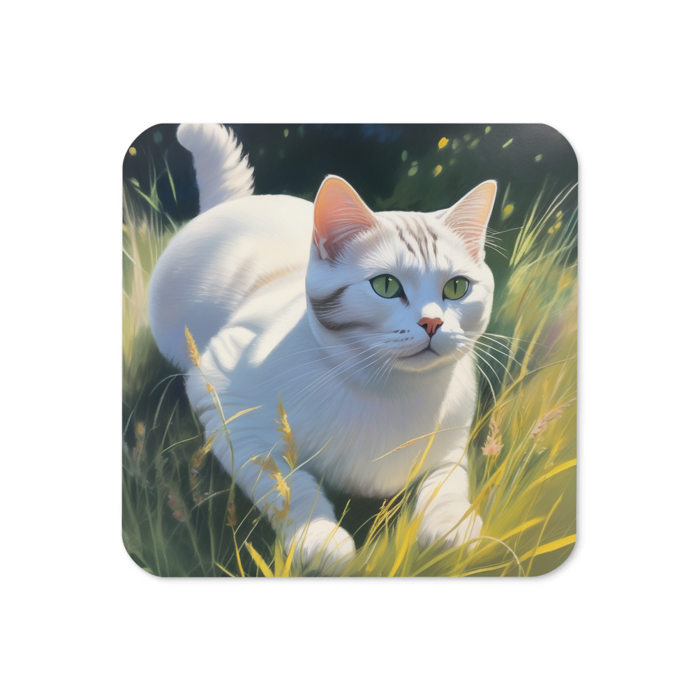 PugMug Custom White American Shorthair Cat Coaster