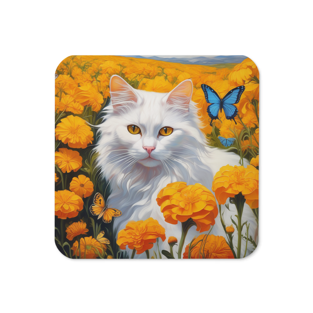 PugMug Custom White Companion Cat Coaster