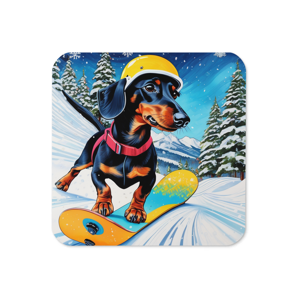 PugMug Custom Black Dachshund Coaster