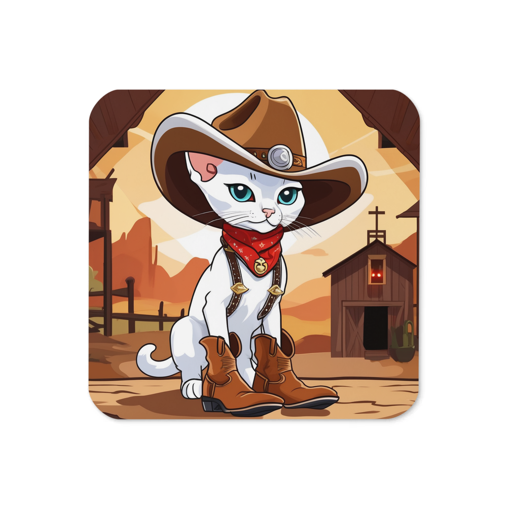 PugMug Custom White Devon Rex Cat Coaster