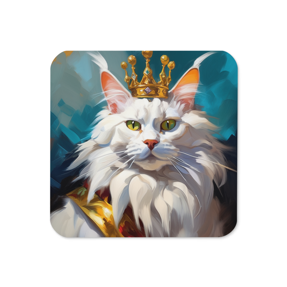 PugMug Custom White Maine Coon Cat Coaster