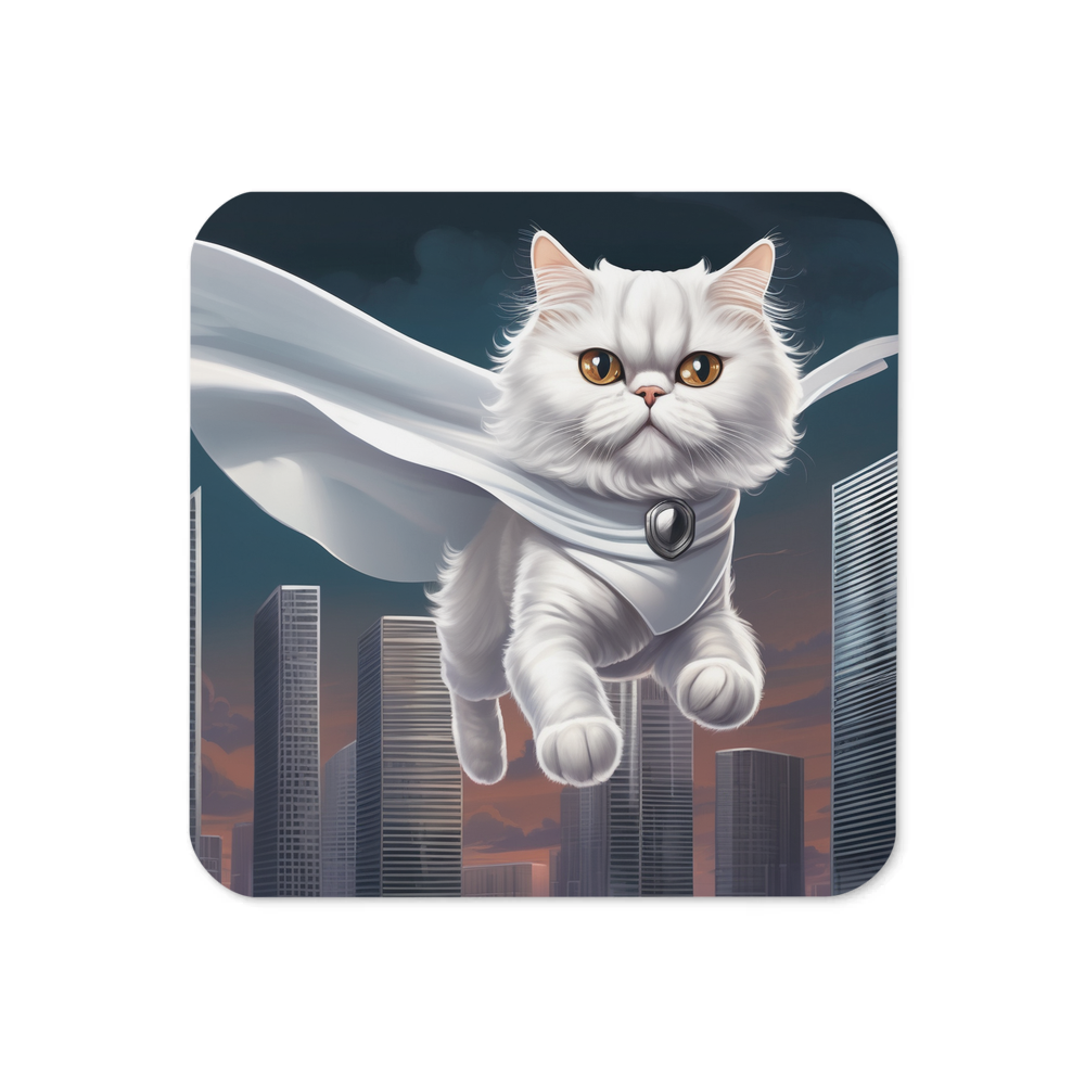PugMug Custom White Persian Cat Coaster