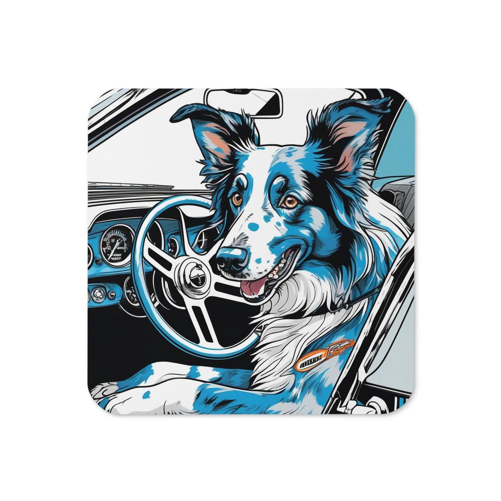 PugMug Custom Blue Merle Border Collie Coaster